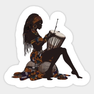 Afrocentric Woman Drum Sticker